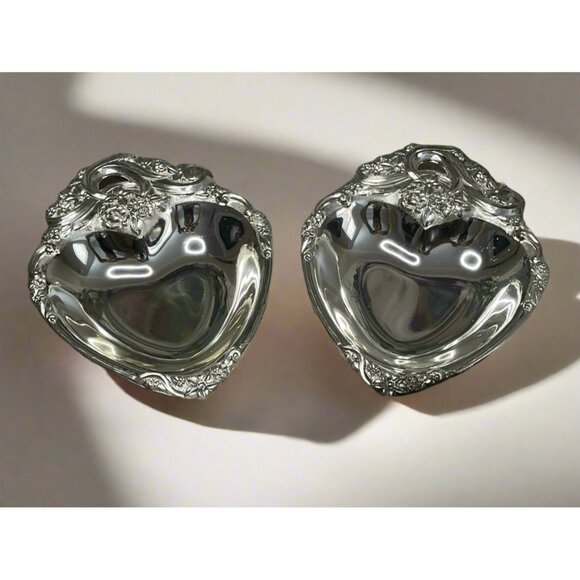 Vintage Raimond Japan Silverplated Heart Shape Candy Trinket Dishes Set of 2 - Picture 1 of 8